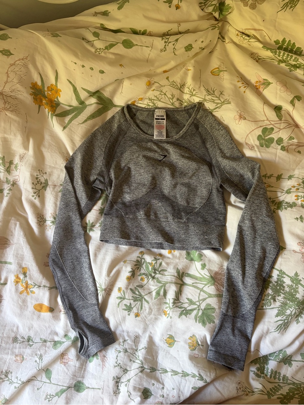 Gymshark Gray Long Sleeve Cropped Seamless Top